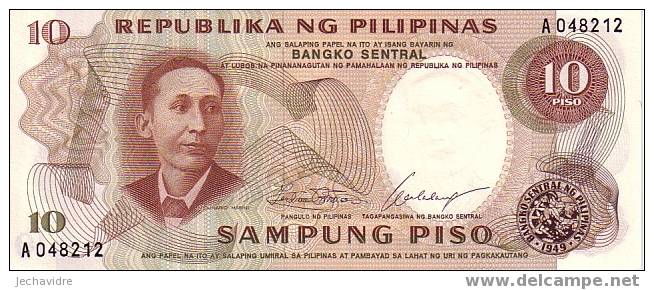 PHILIPPINES   10 Piso  Non Daté (1969)   Pick 144a   Signature 7    ***** BILLET  NEUF ***** - Filipinas