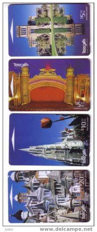 TURRETS And TOWERS - Set Of 4.cards ( New Zealand ) NZ - Nouvelle-zelande - GPT System - Theatre - Church - Castle - Nouvelle-Zélande