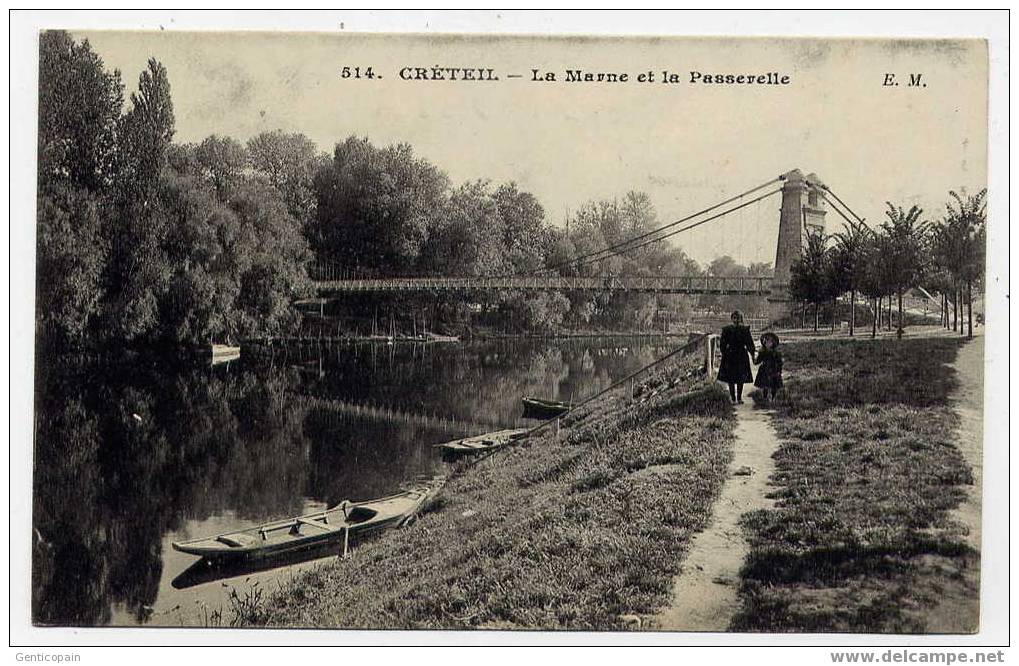 H102 - CRETEIL - La Marne Et La Passerelle (carte Animée) - Creteil