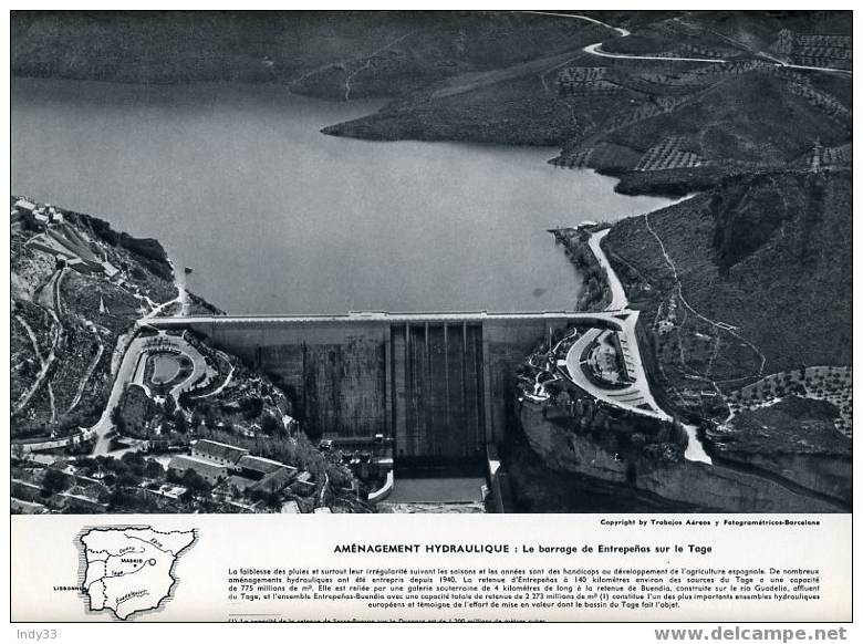 "AMENAGEMENT HYDROLIQUE: LE BARRAGE DE ENTREPENAS SUR LE TAGE". REPRO PHOTO - Otros & Sin Clasificación