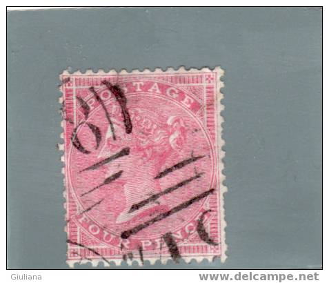 Gran Bretagna - N. 18a  Used (UNI) 4p Rosa Carta Spessa - Oblitérés