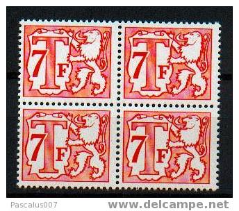 B01-423 Bloc De Timbres Taxes - Tx 71 Gb - 7.00 Fr Vermillon - Papier Typo à Gomme Bleue Sèche - Postzegels