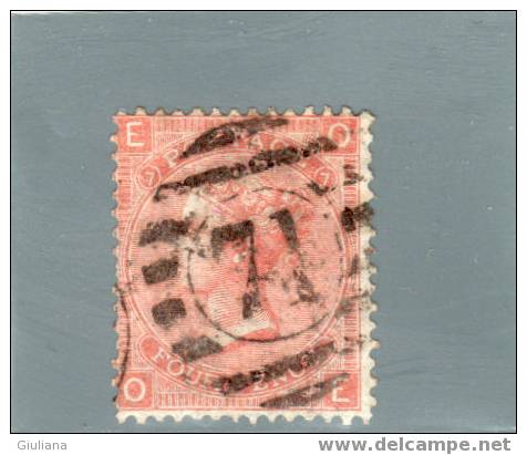 Gran Bretagna - N. 32  Used (UNI) 4p Rosso Arancio (tav. 7) - Used Stamps