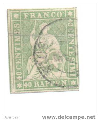 Helvetia Fil De Soie Yvert N°30 Côte 75€ - Used Stamps