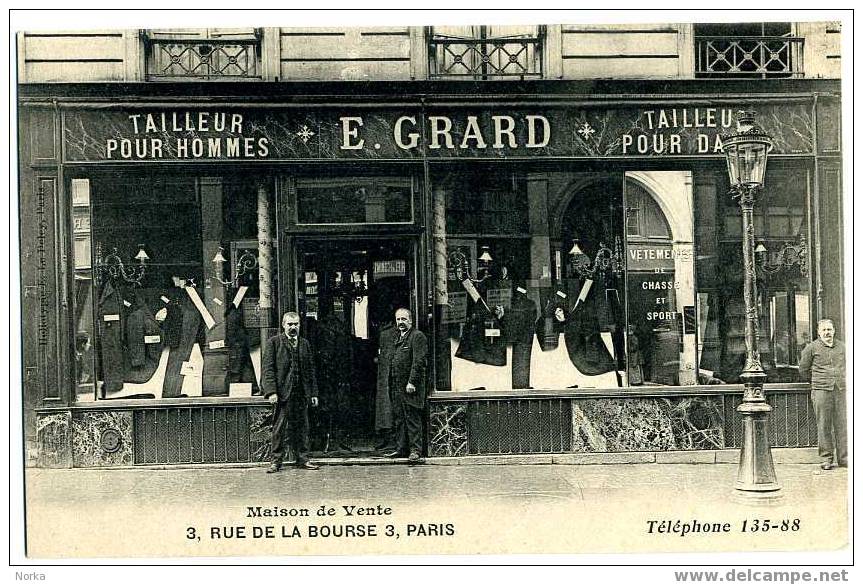 75 - Maison De Vente: E. GRARD. 3, Rue De La Bourse à Paris. Façade De Magasin. - District 02