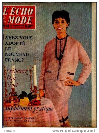 ECHO De La MODE N°48/1960 . 1 PUB Avec TINO ROSSI §§§ RARE §§§ - Fashion