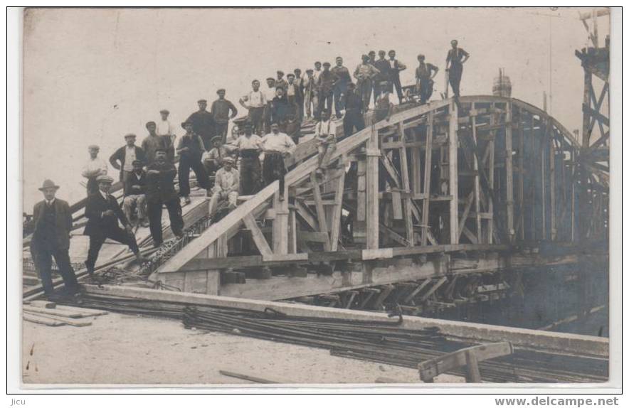 Carte Photo- Construction De Pont- THOUROTTE - Photo Declein-Ribecourt  (merci Bill60) - Thourotte