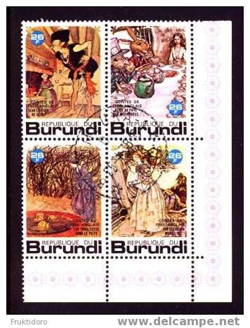 Burundi Mi 1395A-1398 Tales From England - Alice In Wonderland - Three Heads In The Well - Tales Of Mother Goose 1977 - Usati