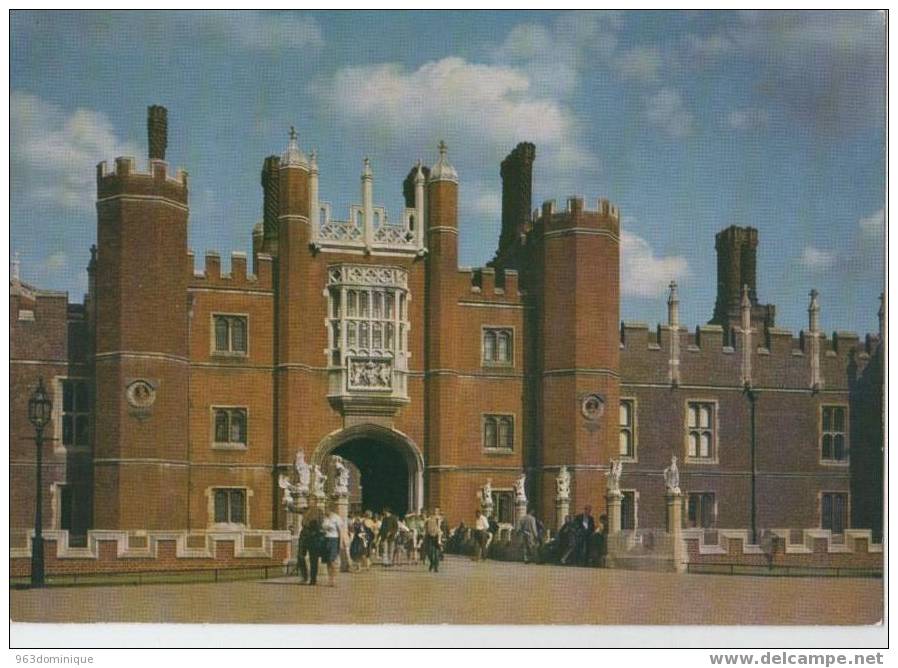Hampton Court Palace , Middlesex , The Greatest Gatehouse And Moat Bridge , West Front - Middlesex