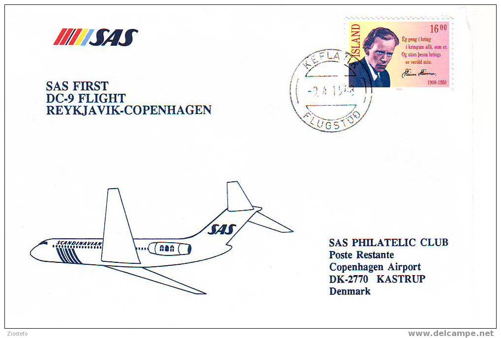 A15 SAS First Nonstop DC-9 Flight Reykjavik - Copenhagen 9/4/1988 - Altri & Non Classificati