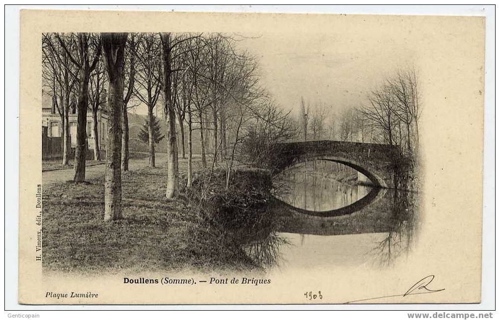 H106 - DOULLENS - Pont De Briques (1904 - Dos Non Divisé - Oblitération De Doullens) - Doullens