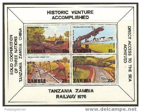 ZAMBIA 1976 MNH Block 004 Railways  #5223 - Trains