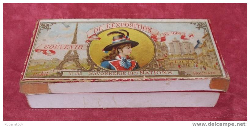 Boîte Carton "SAVONNERIE DES NATIONS" 1889. - Dozen