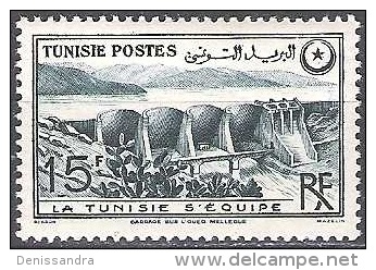 Tunisie 1949 Michel 356 Neuf * Cote (2005) 3.20 Euro Barrage Sur L'Oued Mellègue - Neufs