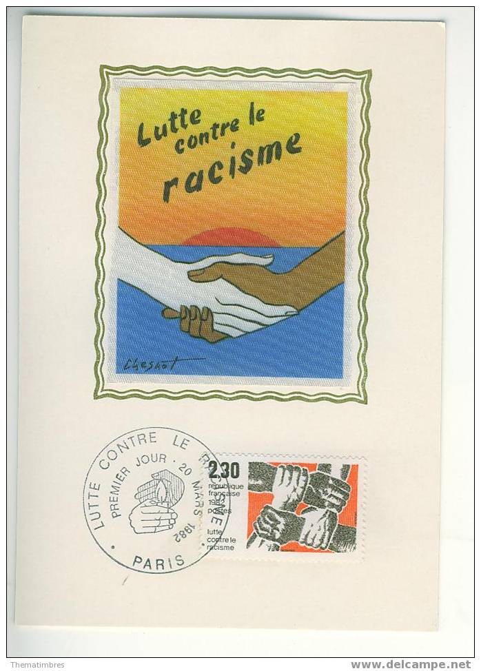 CM0725 Lutte Contre Le Racisme 2204 France 1982 FDC Premier Jour Maximum - Autres & Non Classés