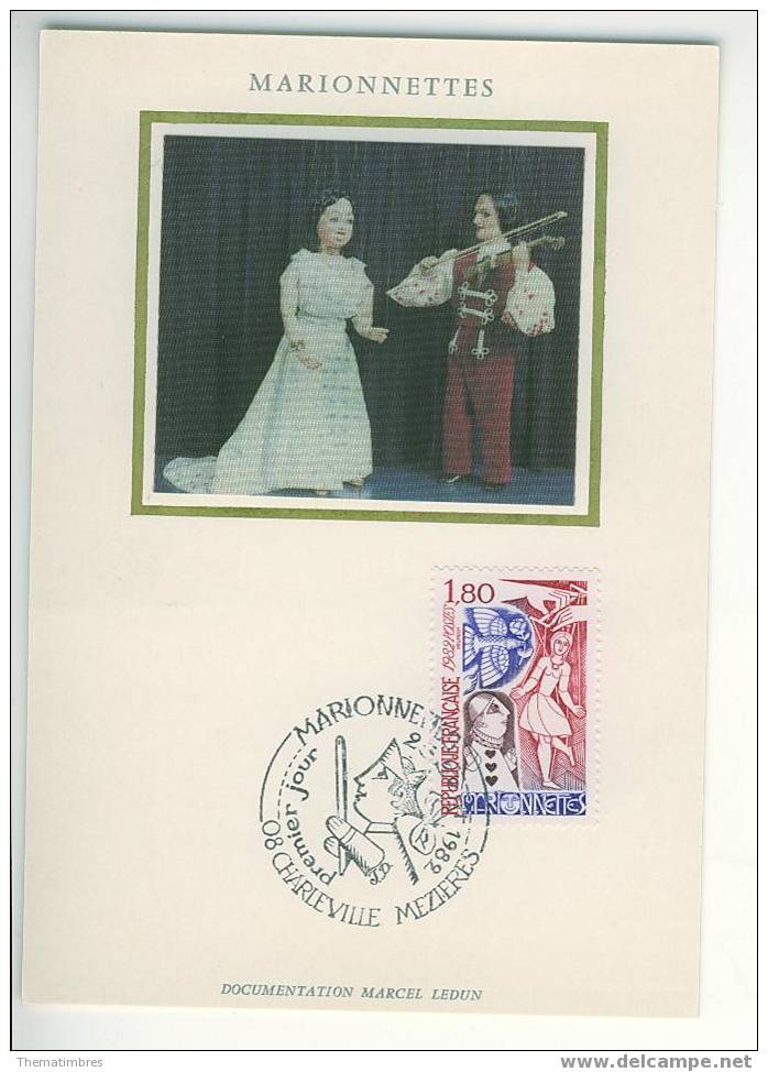 CM0749 Marionnettes Guignol Et Gnafron CHARLEVILLE MEZIERES 2235 France 1982 FDC Premier Jour Maximum - Marionnettes