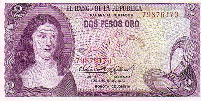 COLOMBIE  2 Pesos Oro  Daté Du 0°1-01-1973   Pick 413a   *****BILLET  NEUF***** - Colombia