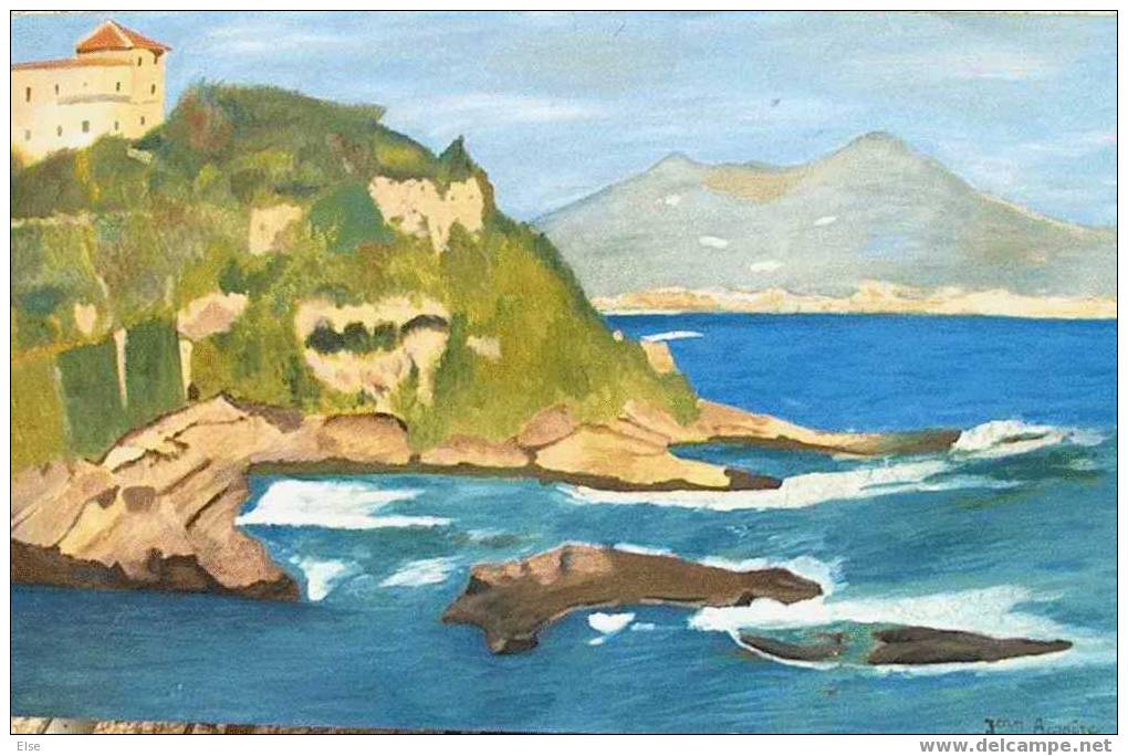 MARINE  -  COTE D AZUR   -  BELLE PEINTURE A L HUILE SUR PAPIER  -   SIGNEE JEAN BERGERE - Oleo