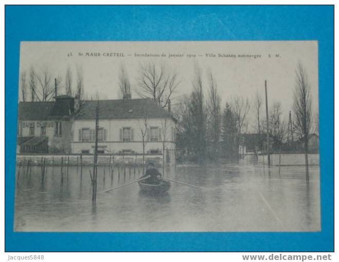 94)st-maur-créteil - N° 43 - Villa Schaken Submergée -en 1910 - Tres Belle Carte - Creteil