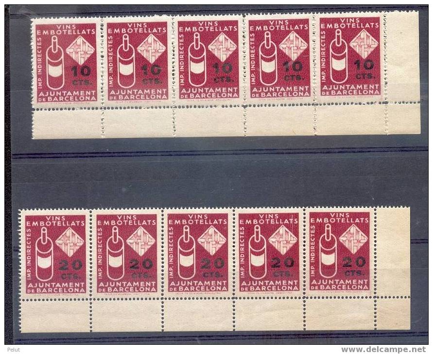 Lot Fiscaux Catalans De Barcelone "vins Embotellats" - Revenue Stamps