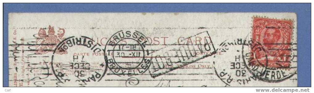 130 Op Kaart "THE ROYAL MAIL- S.S. ARAGON OFF THE LIZARD" Met Stempel PAQUEBOT - Lettres & Documents