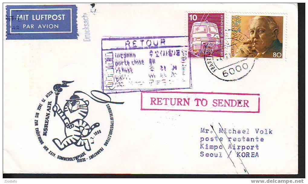 A60 Air Mail Luftpost Par Avion 7/7/1988 - Sommer 1988: Seoul
