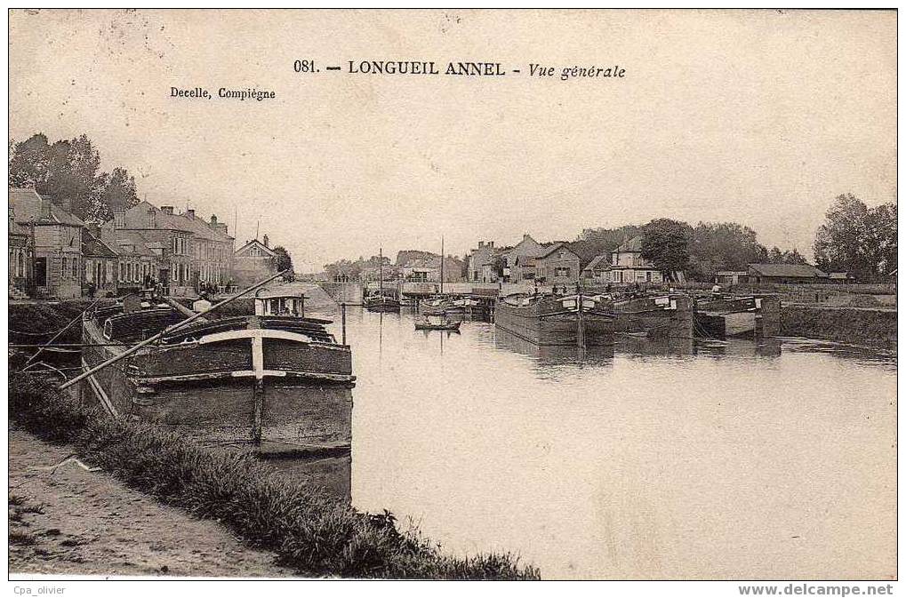 60 LONGUEIL ANNEL Vue Générale, Canal, Péniches, Ed Decelle 081, 1910 - Longueil Annel