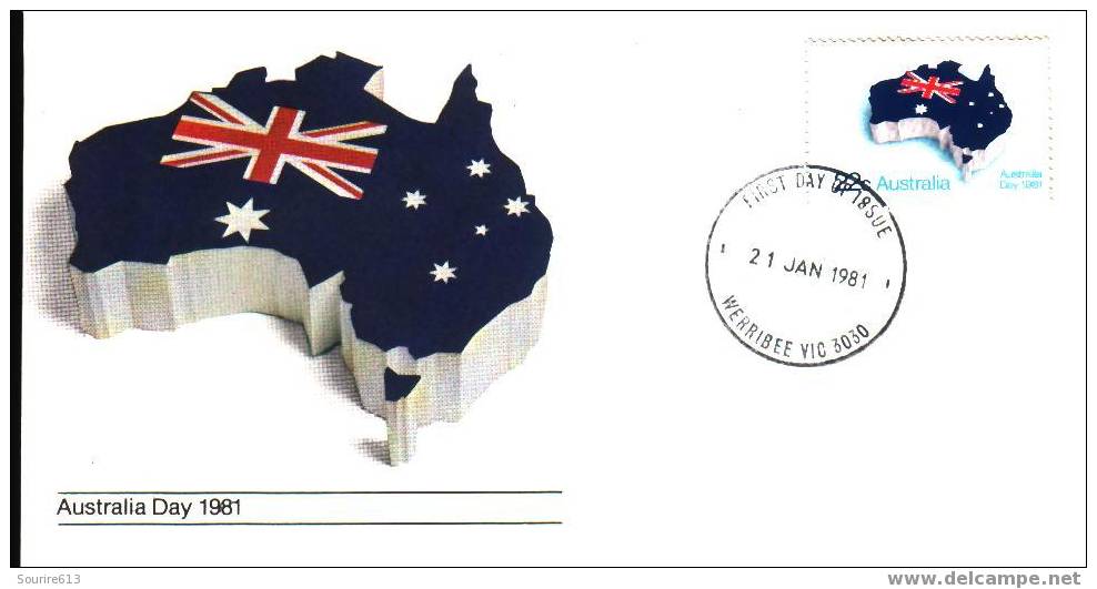 Fdc Drapeaux > Enveloppes Australie 1981 Carte Et Drapeau Logo - Sobres