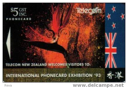 NEW ZEALAND $5  HONG KONG  PHONECARD  FAIR 1993  FLAG  ADD CARD   MINT GPT  NZ-A-7   SOLD AT PREMIUM - Neuseeland