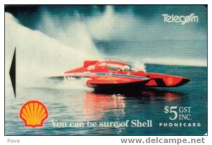 NEW ZEALAND $5  SHELL  MOTOR BOAT  RACING  SPORT SPONSOR  PETROL COMPANY ADD CARD   MINT GPT  NZ-A-13   SOLD AT PREMIUM - Neuseeland