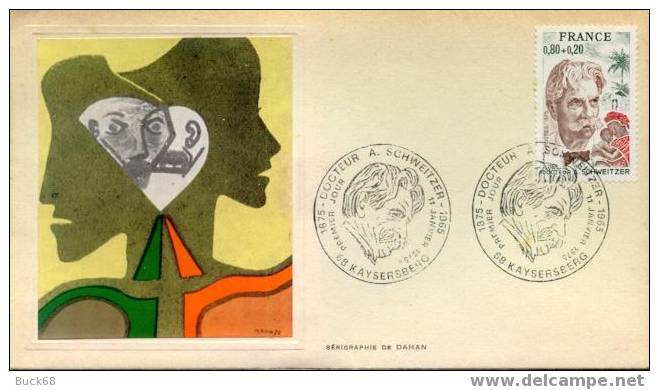 FRANCE Poste 1824 Enveloppe FDC Premier Jour Albert SCHWEITZER GABON NOBEL KAYSERSBERG 04 - Albert Schweitzer