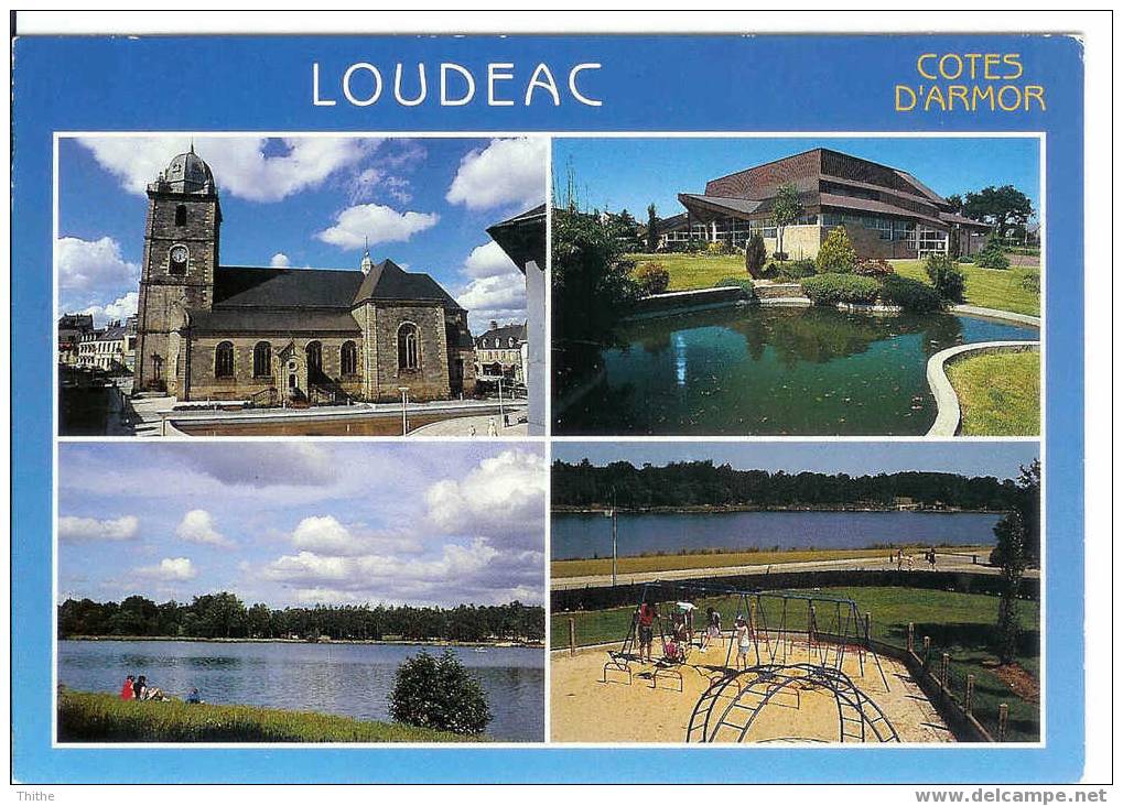 LOUDEAC Carte Multivues : Eglise, Palais Des Congrès Et De La Culture Et Le Plan D'eau - Loudéac