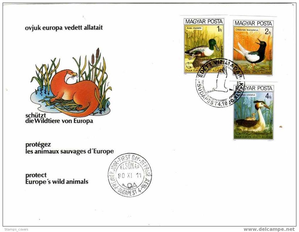 HONGARY FDC IMPERFORATE MICHEL 3451/56 A €35.00 BIRDS OISEAUX ANSER NYCTICORAX ANAS CLYPEATA CHLIDONIAS PODICEPS HIMANTO - Collections, Lots & Séries