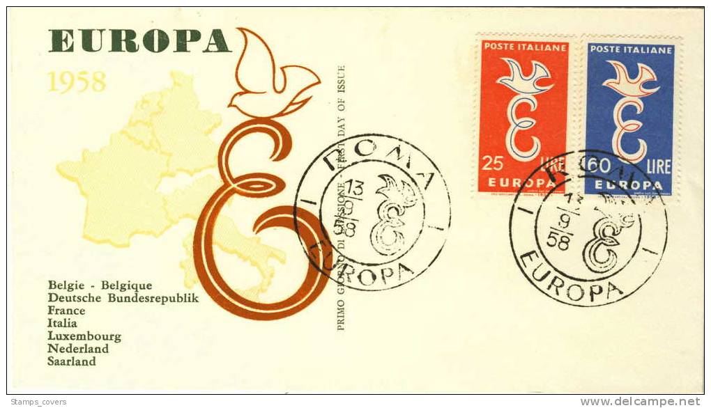 ITALY FDC MICHEL 1016/17 EUROPA 1958 - 1958