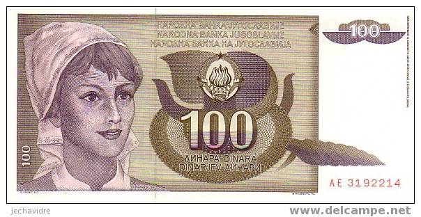 YOUGOSLAVIE   100 Dinara  Daté De 1991   Pick 108     ***** BILLET  NEUF ***** - Yugoslavia