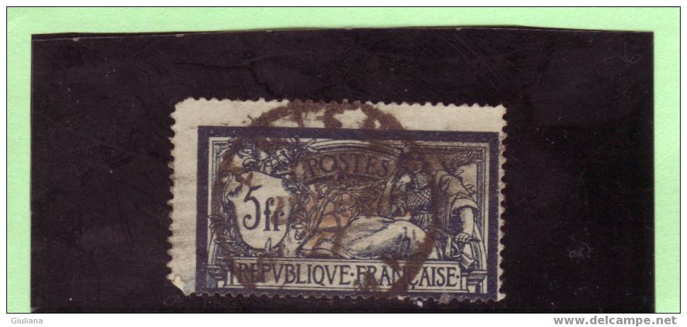 Francia - N. 123  Used (UNI)  5f  Azzurro E Camoscio    Allegoria Tipo "Merson" - 1900-27 Merson