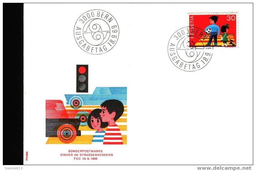 Fdc Santé >  Accidents Suisse 1969  Enfants Et Circulation Routière Chien Ballon - Accidents & Road Safety