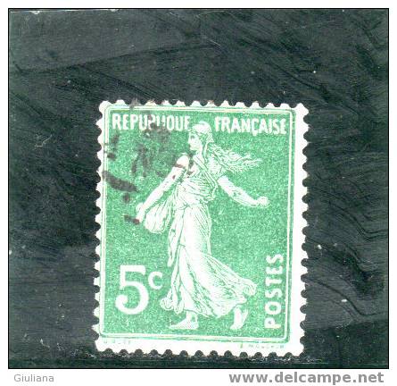 Francia N. 137 Used (UNI) 5c  Verde   Seminatrice Senza Globo, Fondo Unito - Tipo II - Used Stamps