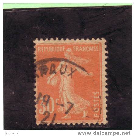 Francia N. 141 Used (UNI) 30c.  Arancio  Seminatrice Senza Globo, Fondo Unito - Tipo II - Usados