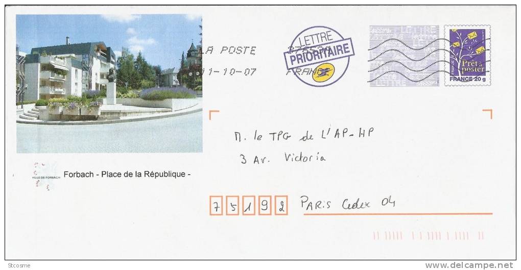 D57-02 Entier / Stationery / PSE - PAP Forbach, Place De La République (57) - Prêts-à-poster: Repiquages /Logo Bleu
