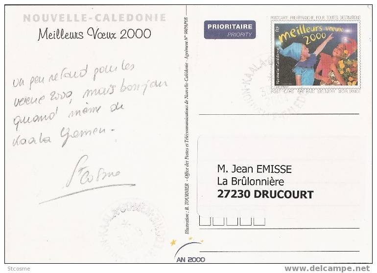 Entier / Stationery / PSC - PAP Nle Calédonie - Carte Meilleurs Voeux 2000, Oblitérée à Kaala Gomen - Ganzsachen