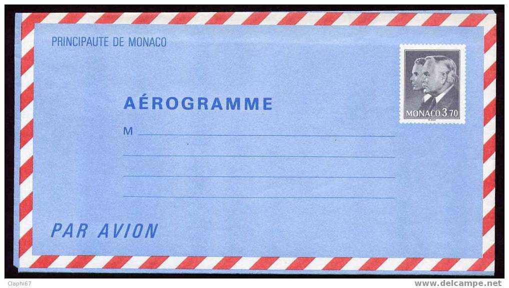 Monaco Aérogramme Neuf Rainier + Albert 3,70 Noir - Enteros  Postales