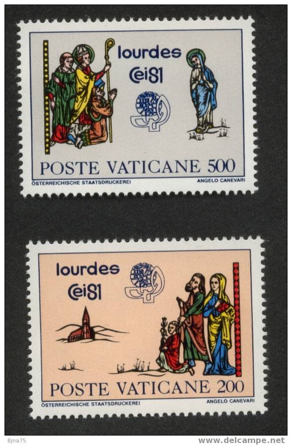 VATICAN 1981 Lourdes  -  N° YT 709** 710** 711**    -    Bord De Page - Unused Stamps