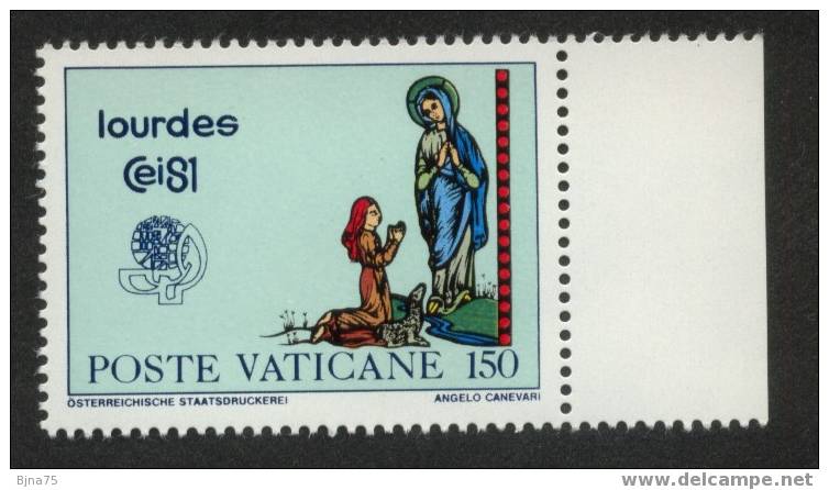 VATICAN 1981 Lourdes  -  N° YT 709** 710** 711**    -    Bord De Page - Unused Stamps