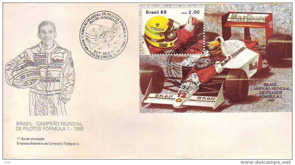 BRASILE 1989 - Yvert BF 76 - FDC - Annullo Speciale Illustrato - Automobilismo