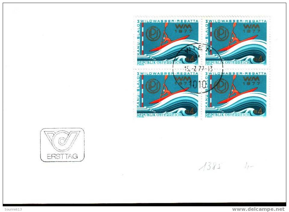 Fdc Sports >  Canoë Autriche 1977  Bloc De 4 Canoë Sur Torrent - Canoa