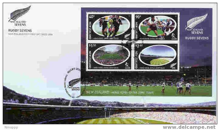 New Zealand-2004 Rugby Sevens Miniature Sheet FDC - Rugby