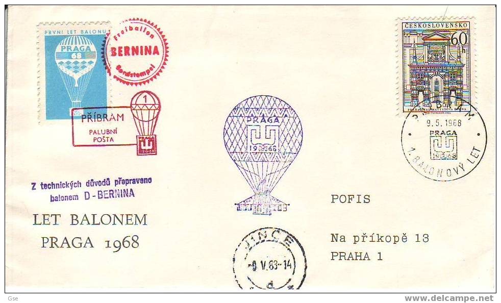 CECOSLOVACCHIA 1968 - Annullo Speciale Illustrato Su Busta Ufficiale - Airships