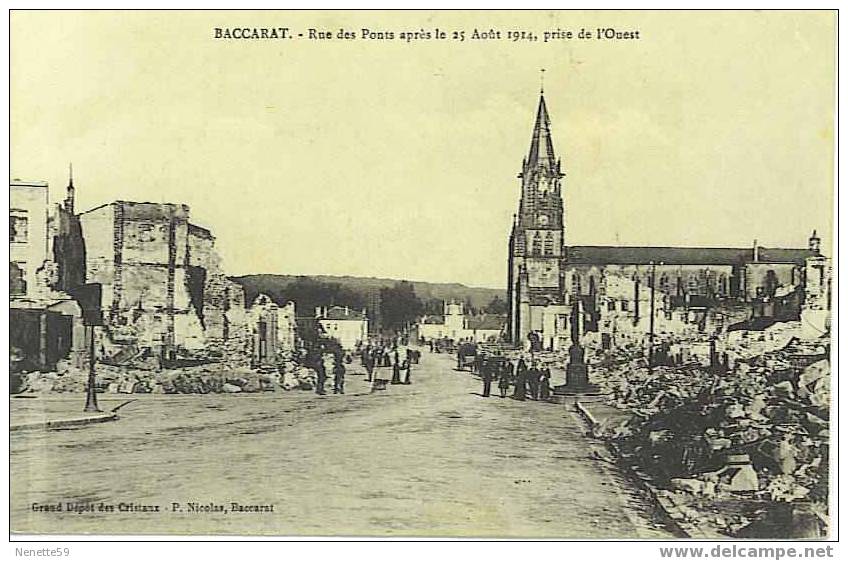 54 BACCARAT Rue Des Ponts Animée Après Le 25 Août 1914 - Baccarat