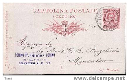 MONCALVO - Anno 1890 - Entiers Postaux